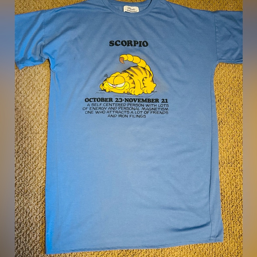 vintage flirts single stitch garfield Scorpio horoscope night tee shirt